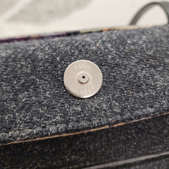 Kate Spade Wool Felt Tote Shoulder Bag Purple Floral Lining - Picture 16 of 16